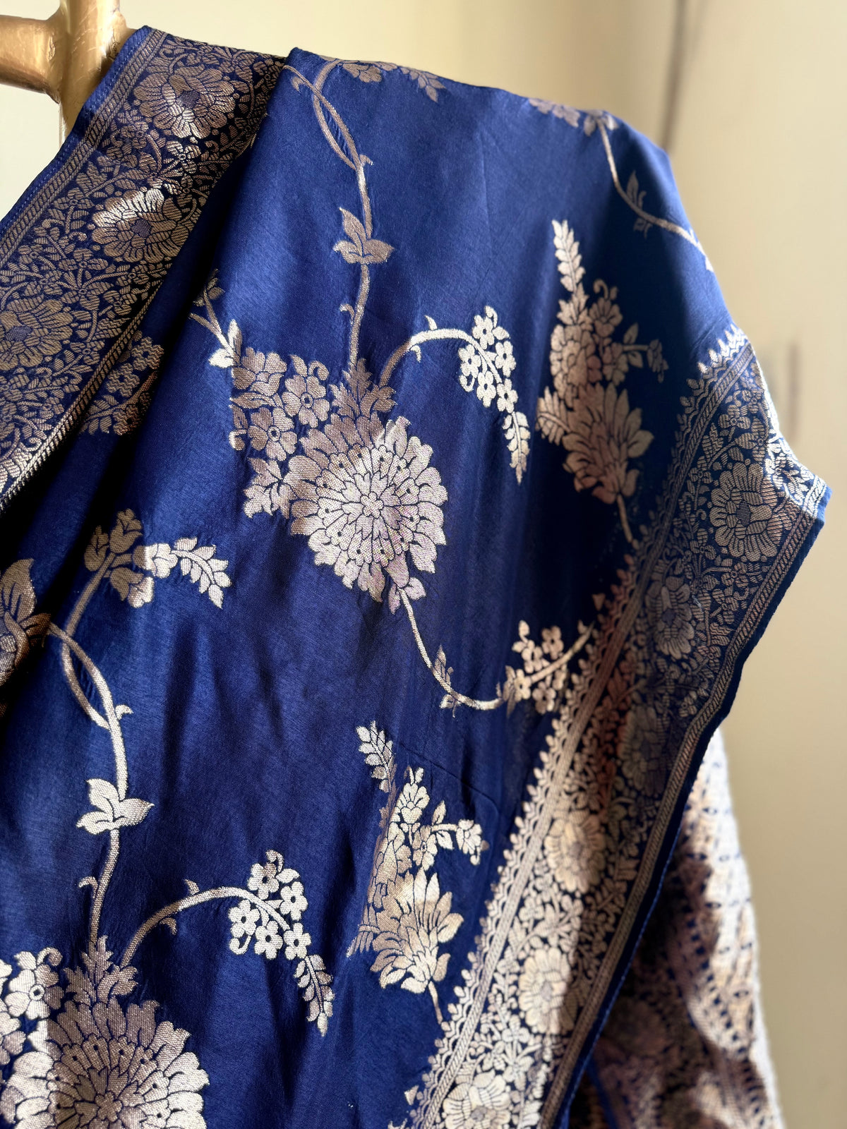 Blue silk banarasi saree