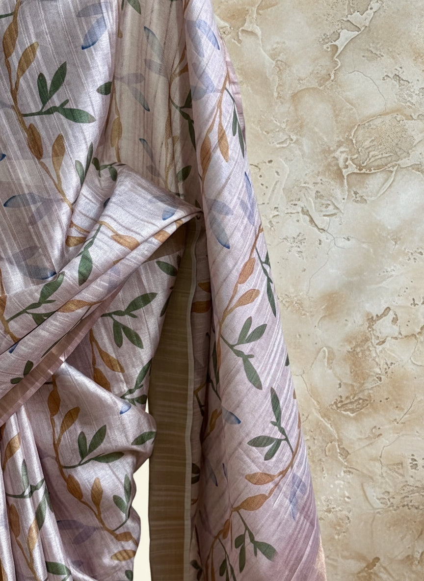 Old rose abstract silk saree