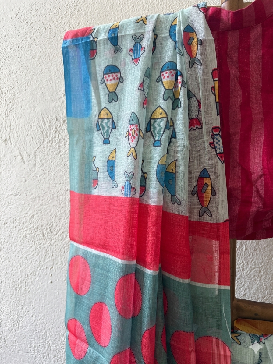 Let’s go summer fishing cotton saree