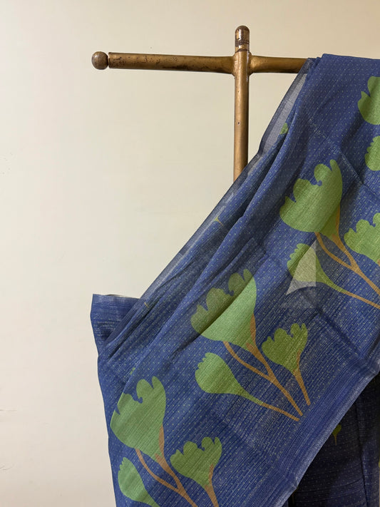 Blue Green Tissue Silk Saree
