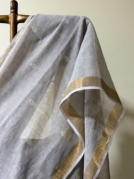 Summer Beige linen Jamdani saree