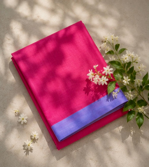 Hot Pink Cotton saree
