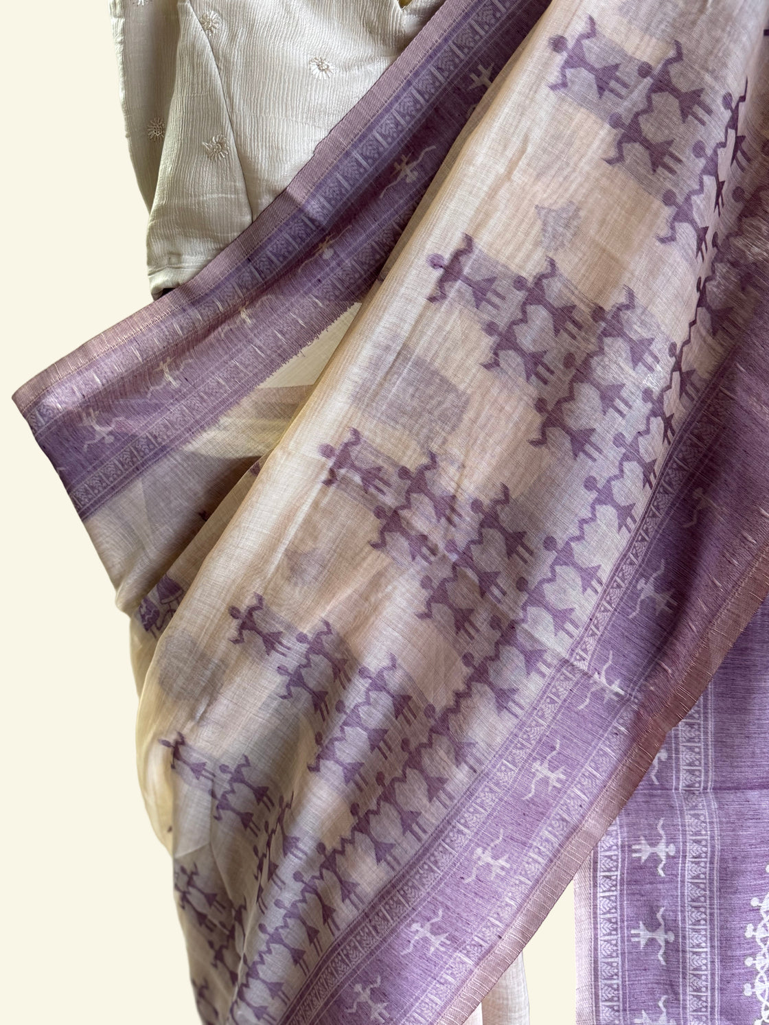 Purple varli chanderi cotton saree