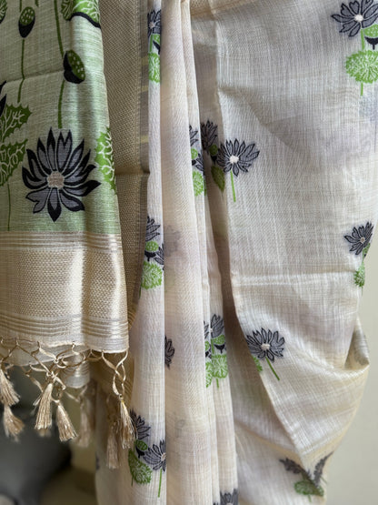 Black lotus chanderi cotton saree