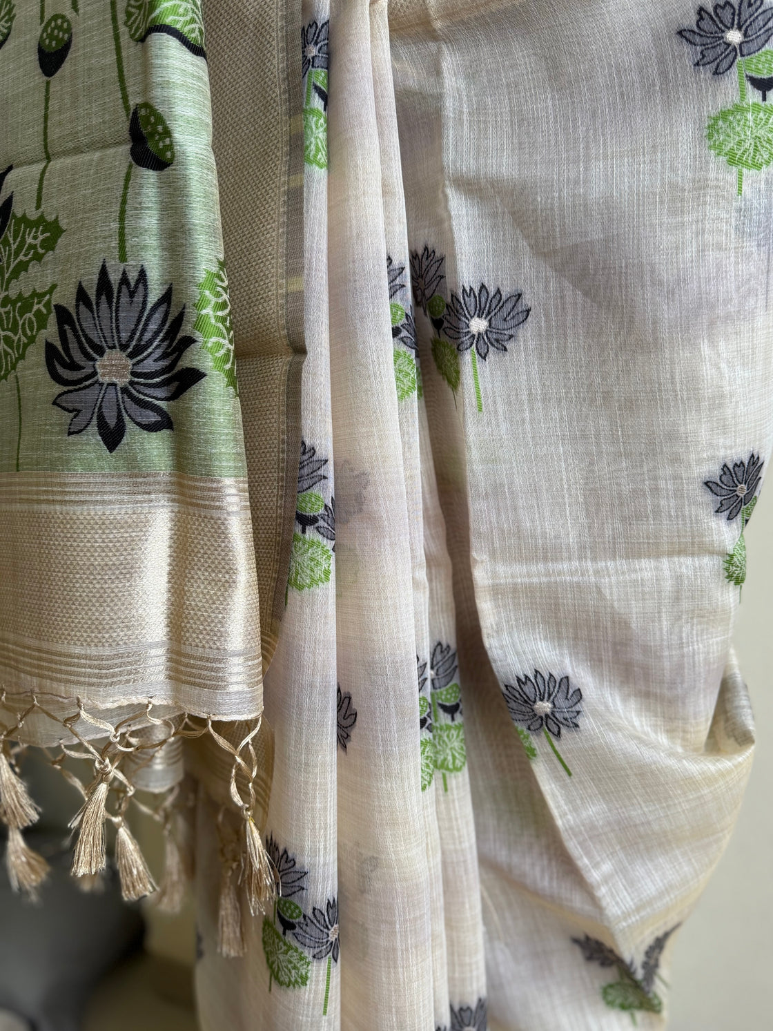 Black lotus chanderi cotton saree