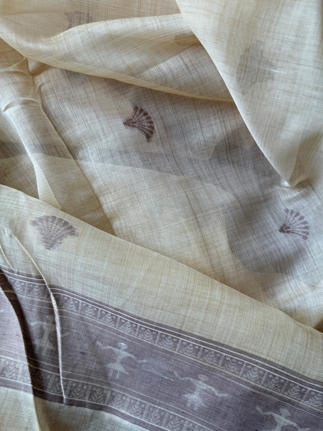 Brown varli chanderi cotton saree