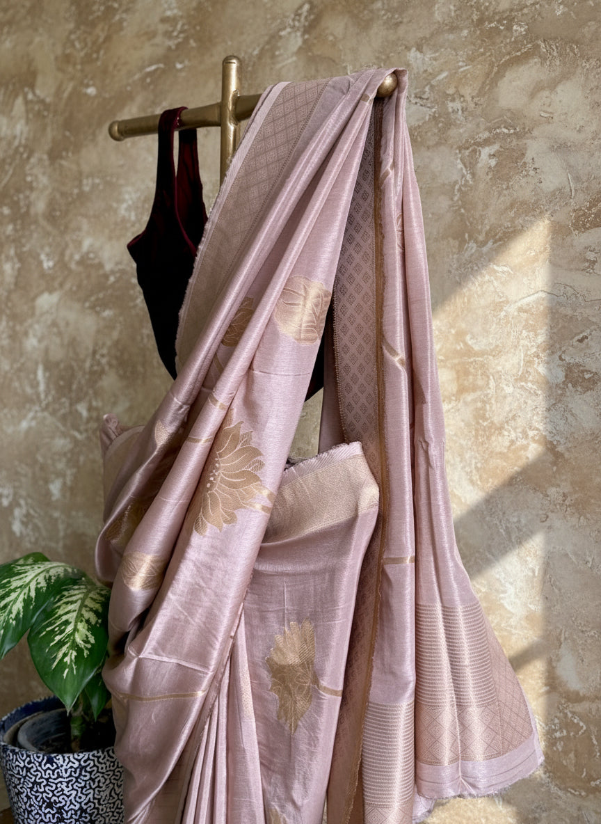 Pink silk Banarasi saree