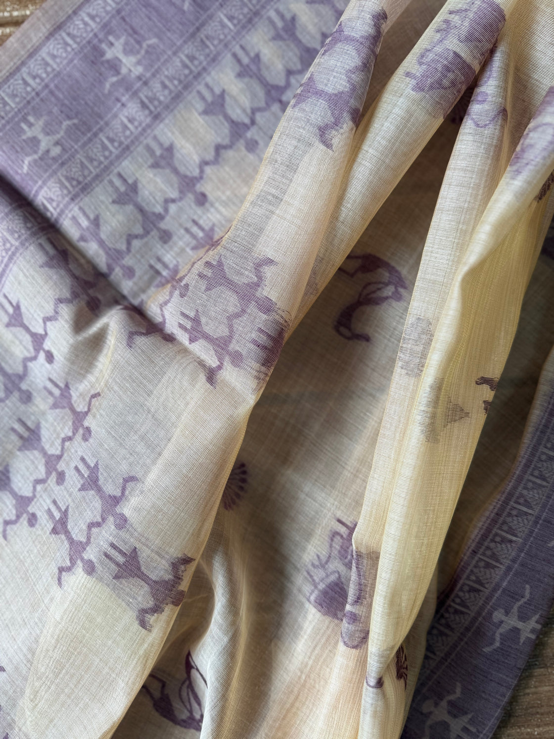 Purple varli chanderi cotton saree