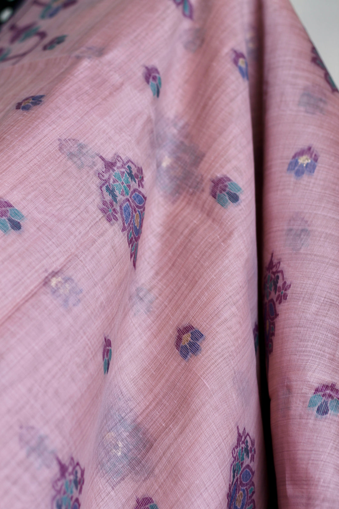 Purple chanderi cotton jamdani saree