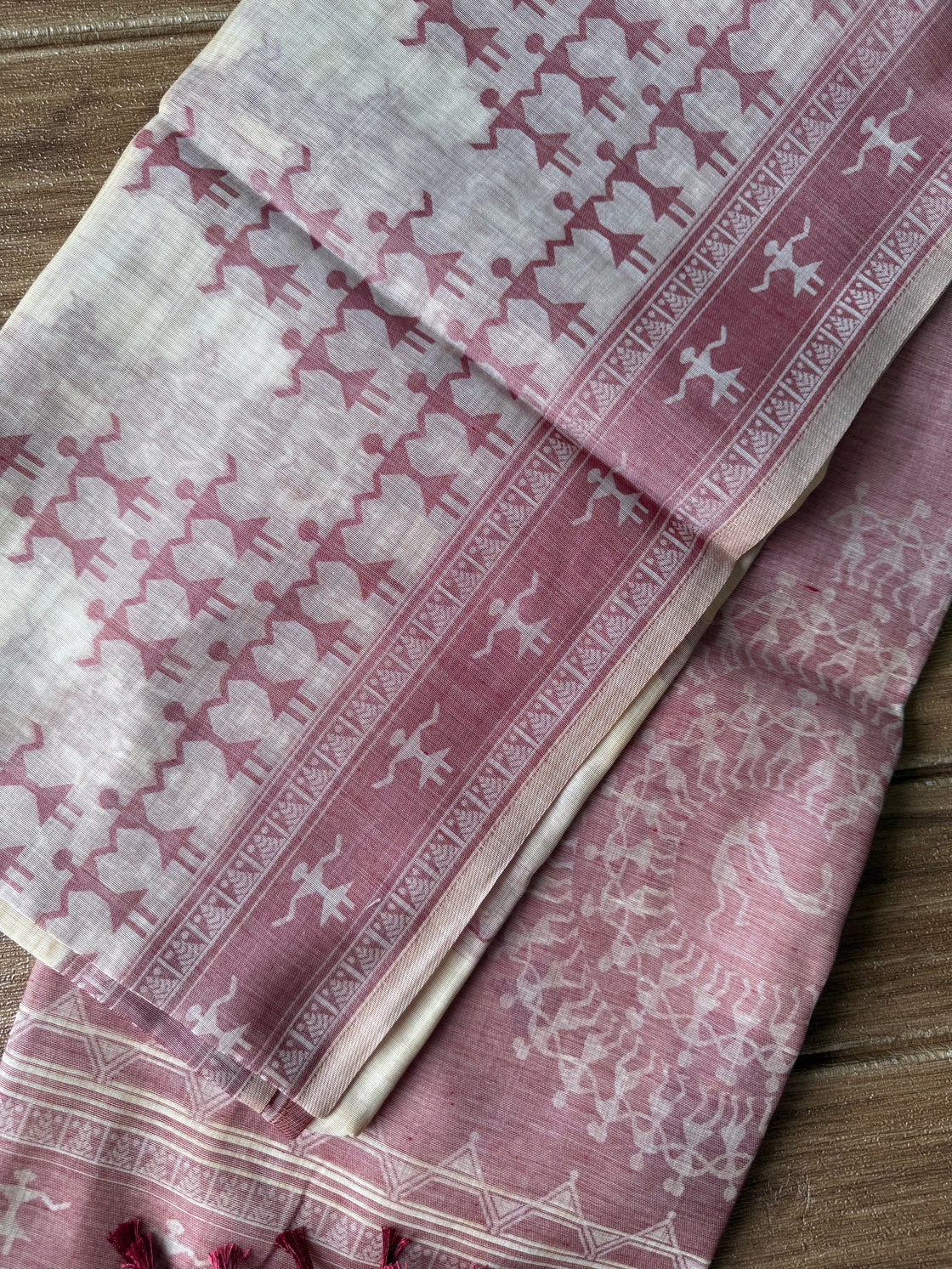 Red varli chanderi cotton saree
