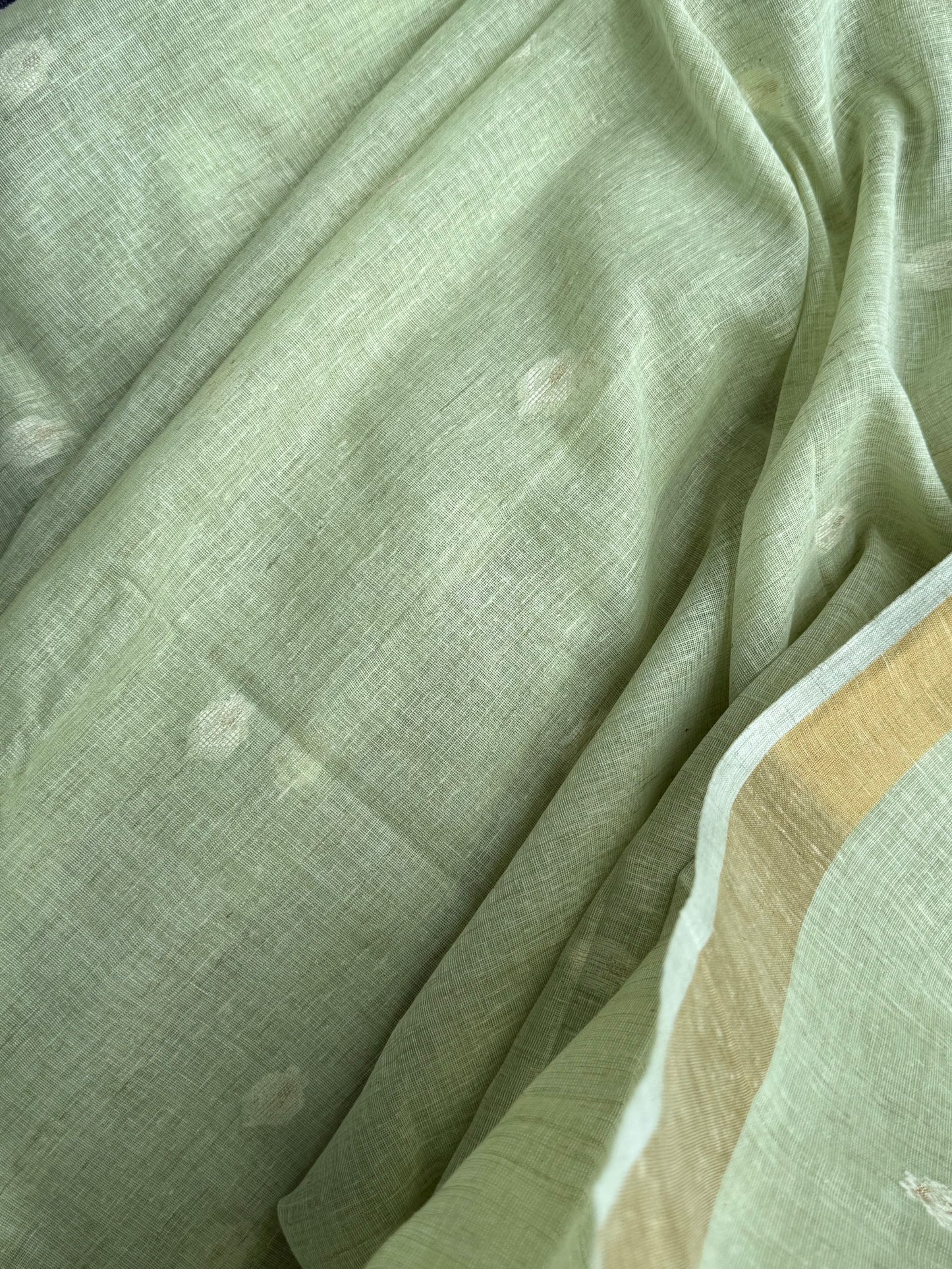 Summer green cotton saree
