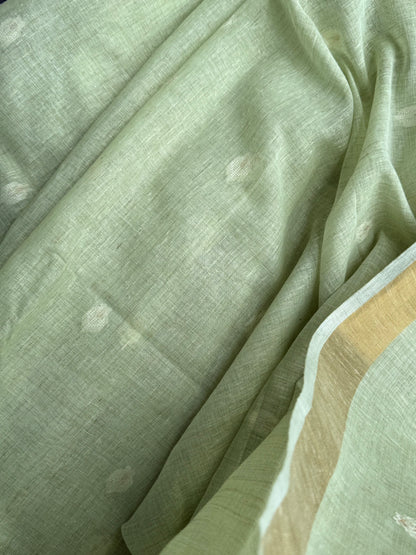 Summer green cotton saree
