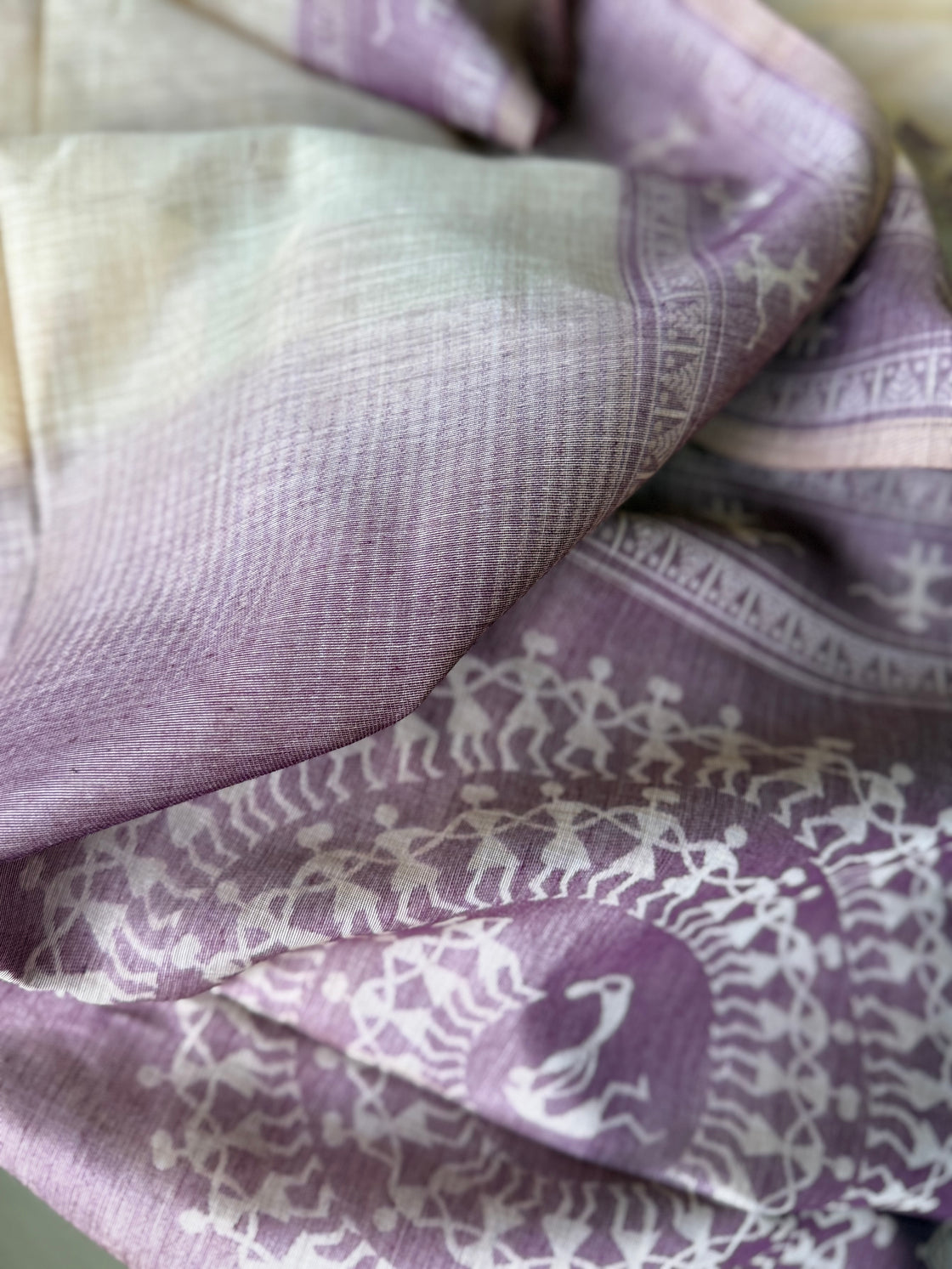 Purple varli chanderi cotton saree