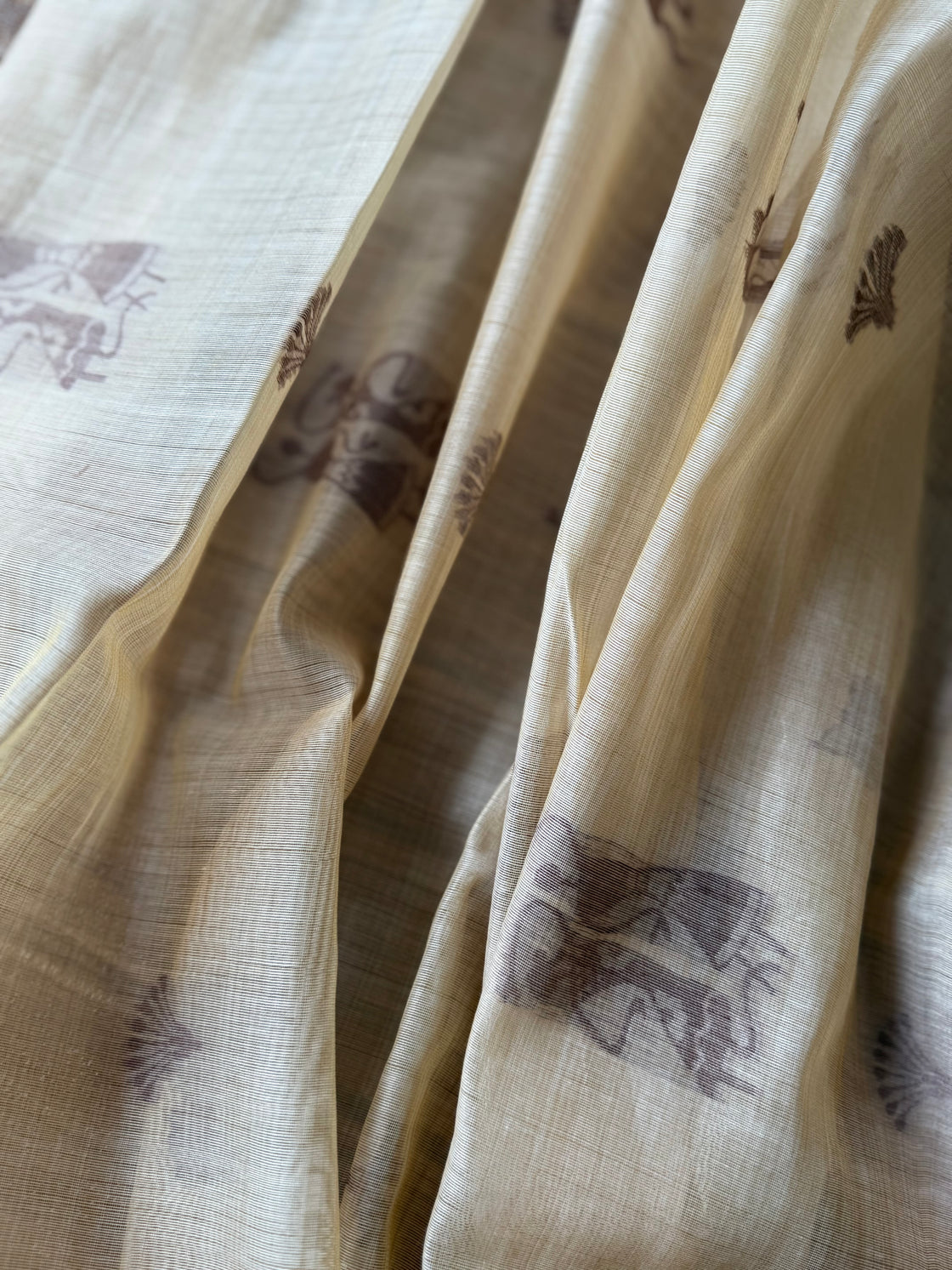 Brown varli chanderi cotton saree