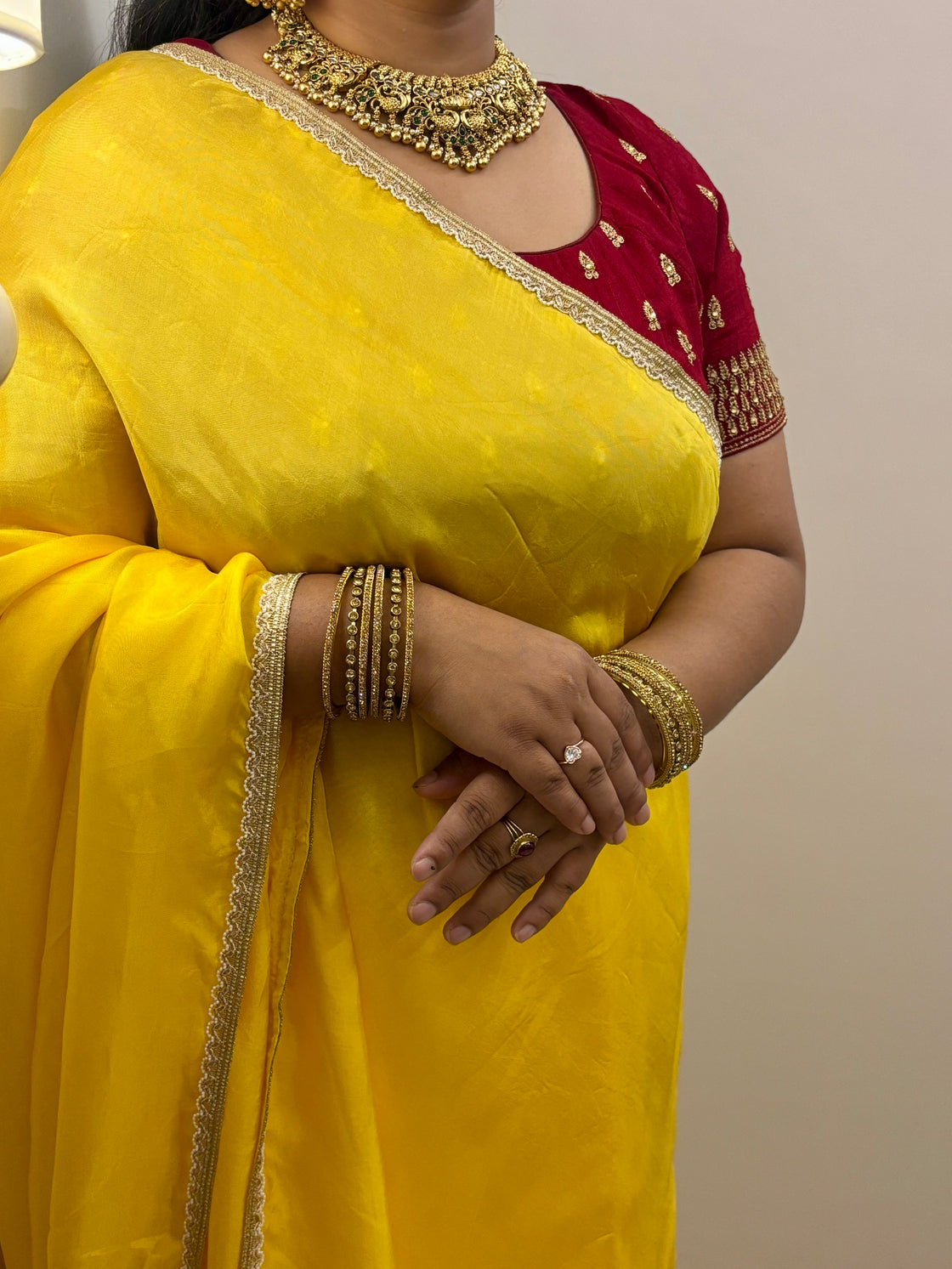 Yellow silk saree