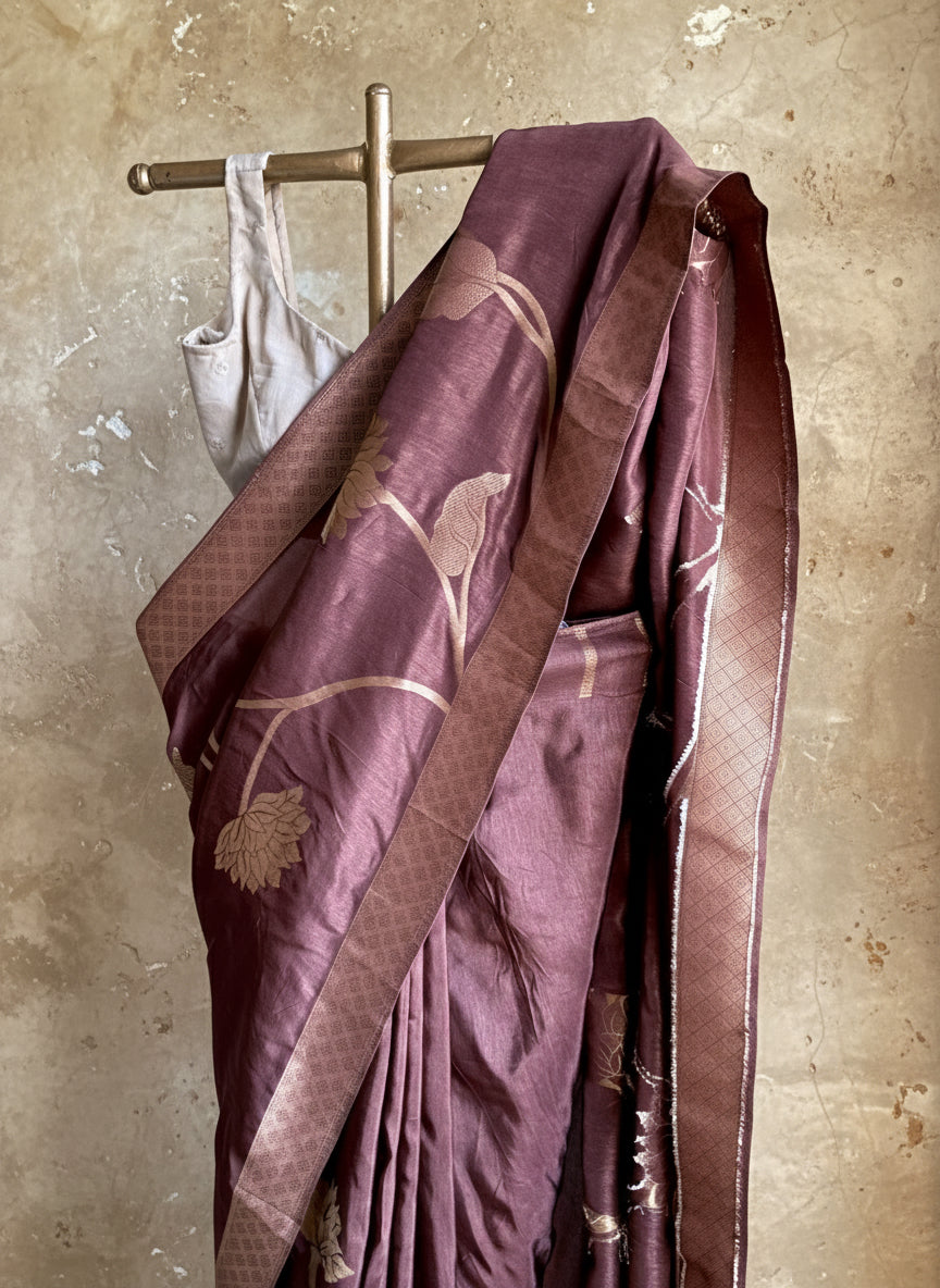 Brown silk banarasi saree