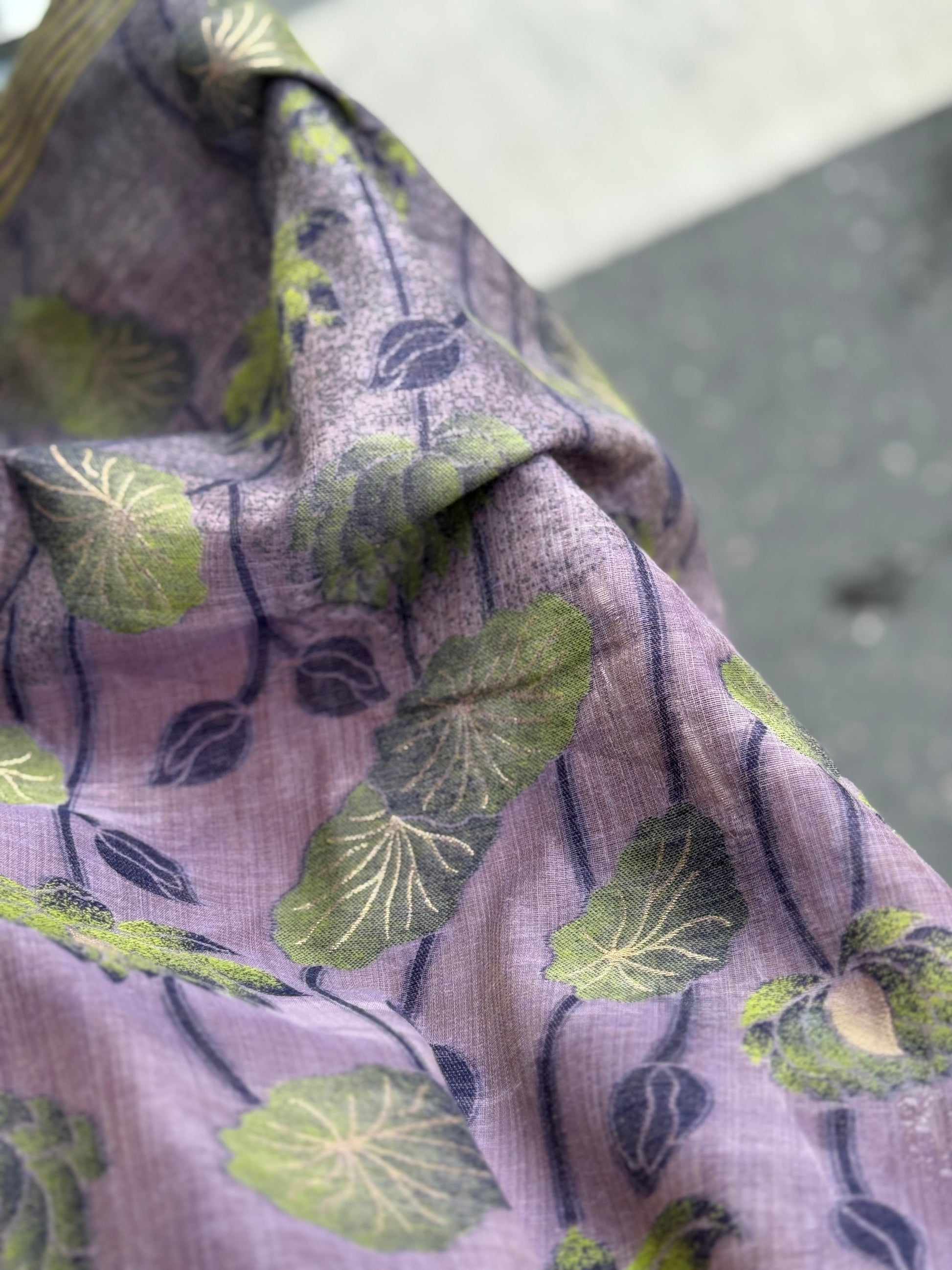 Purple chanderi cotton lotus saree