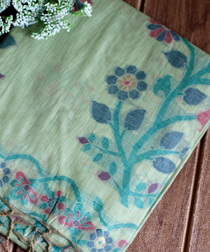 Sage green jamdani saree