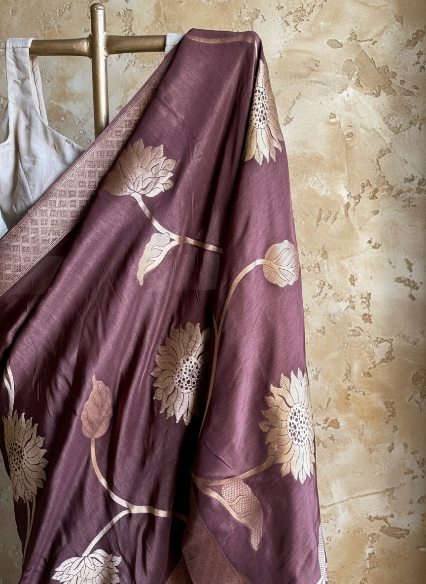 Brown silk banarasi saree