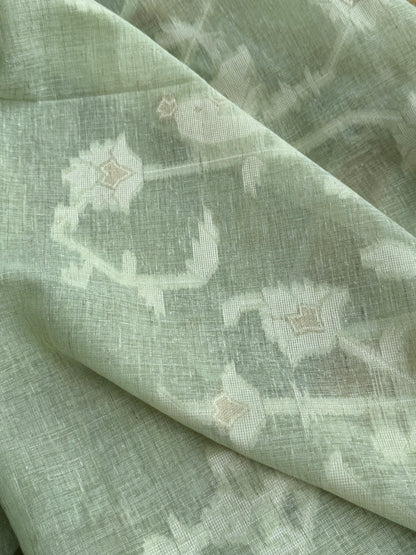 Summer green cotton saree