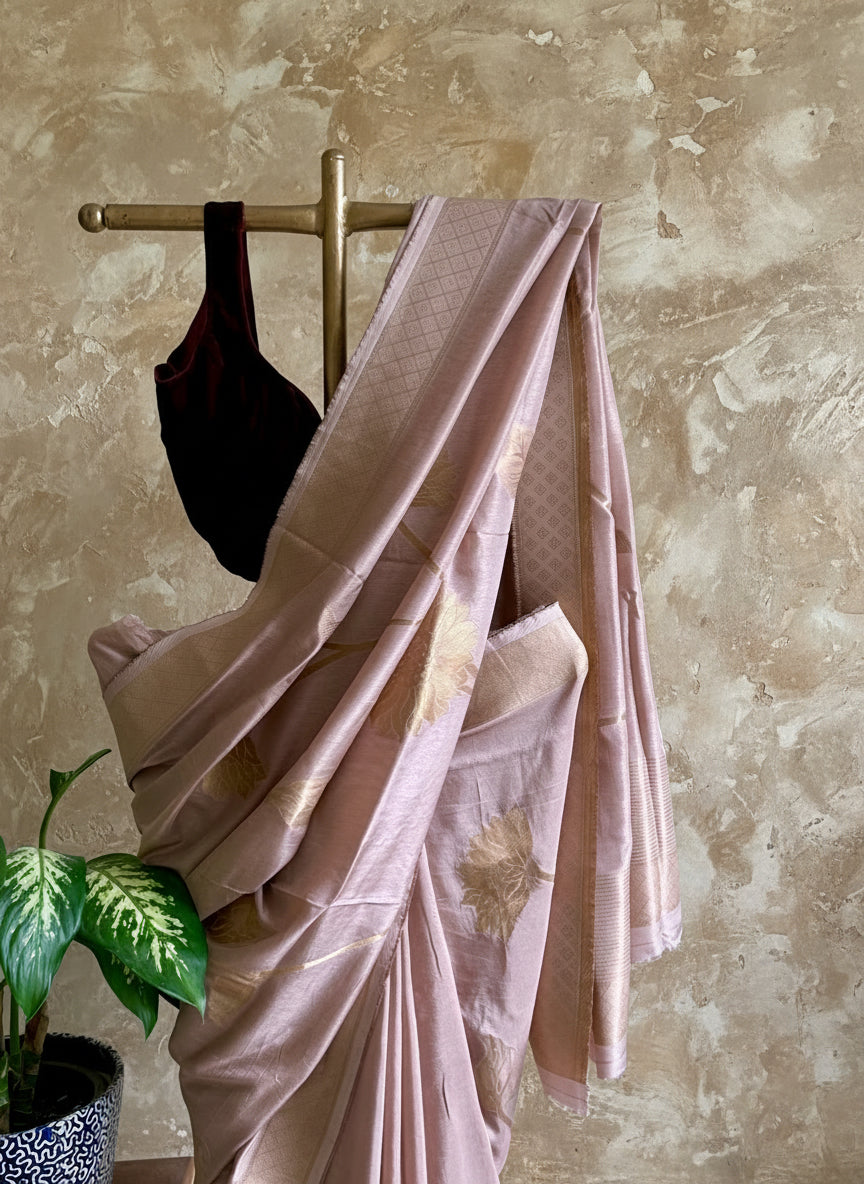 Pink silk Banarasi saree