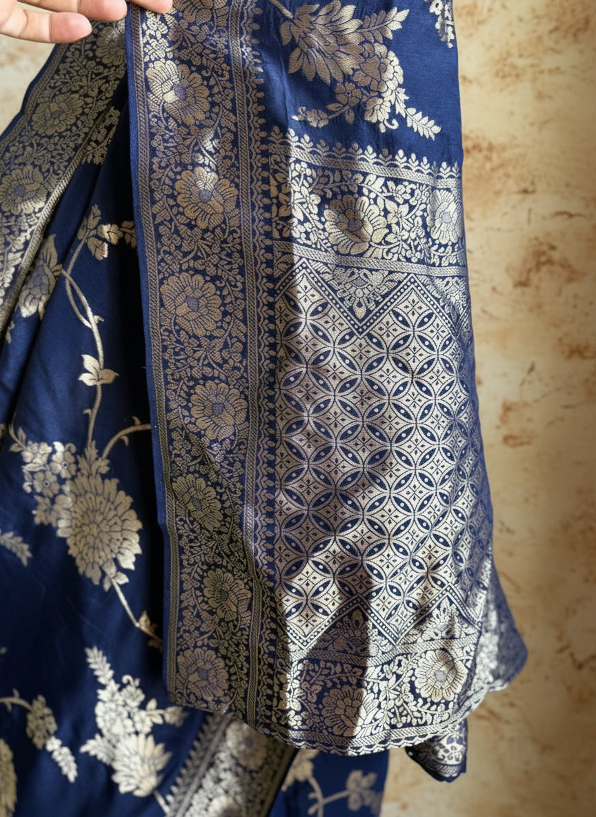 Blue silk banarasi saree