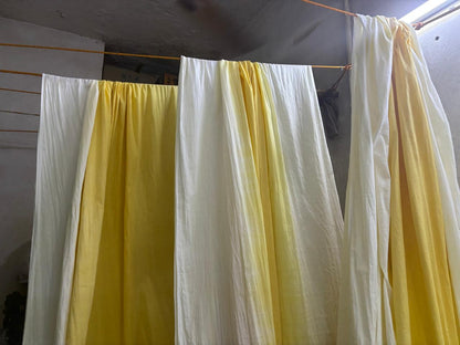 Yellow summer vibes block printed mulmul saree