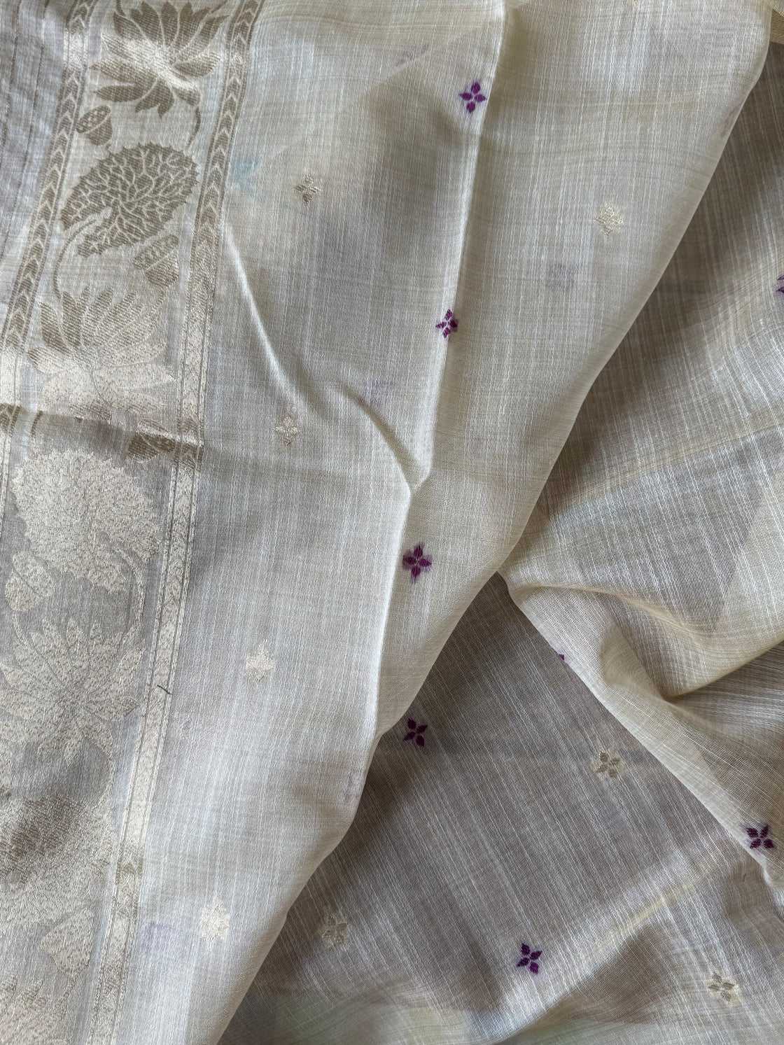 Purple lotus chanderi cotton saree