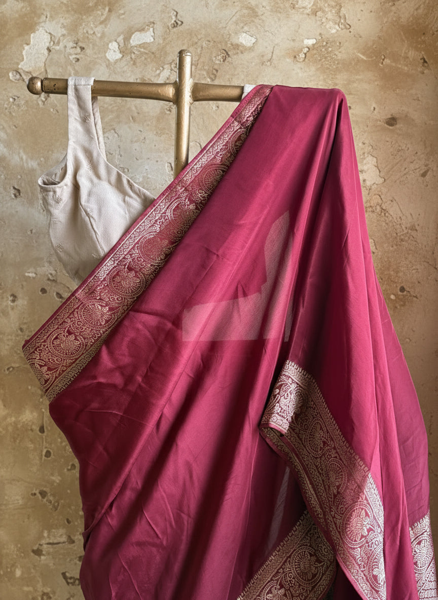 Maroon silk banarasi saree