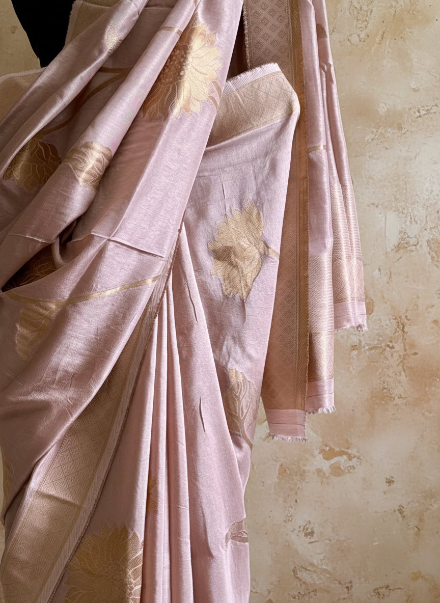 Pink silk Banarasi saree