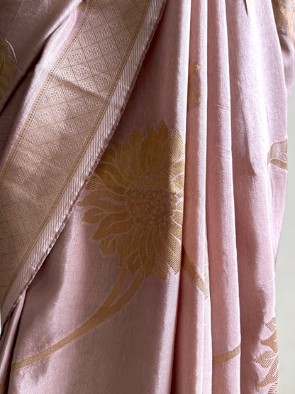 Pink silk Banarasi saree