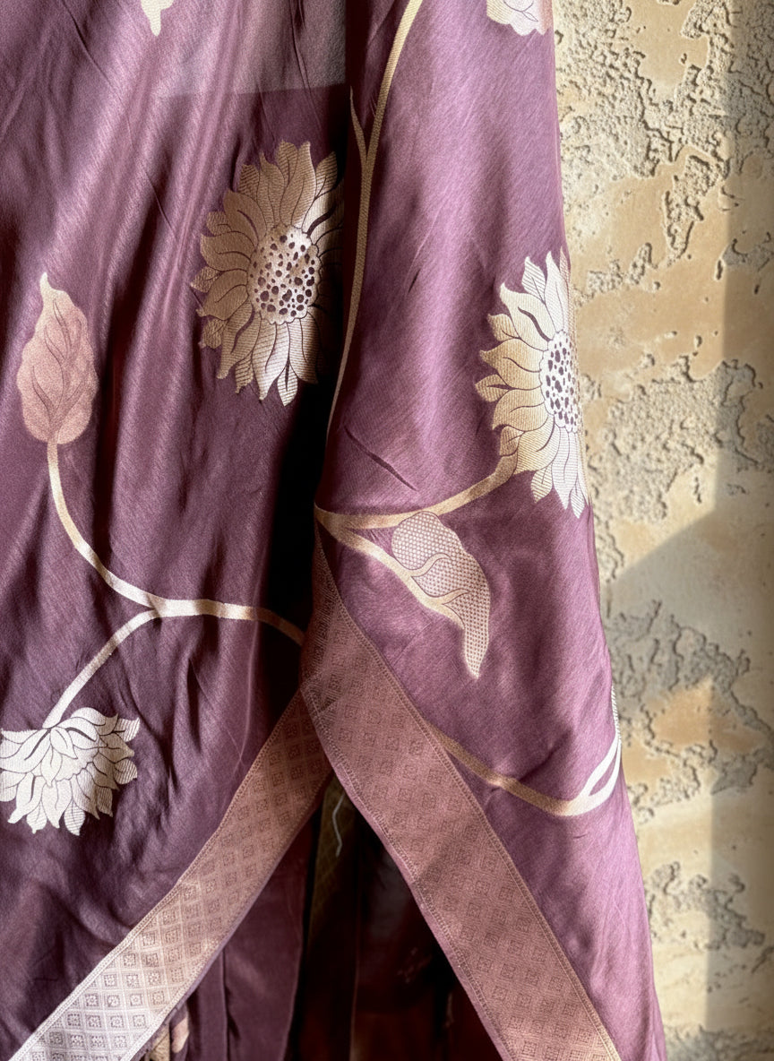 Brown silk banarasi saree