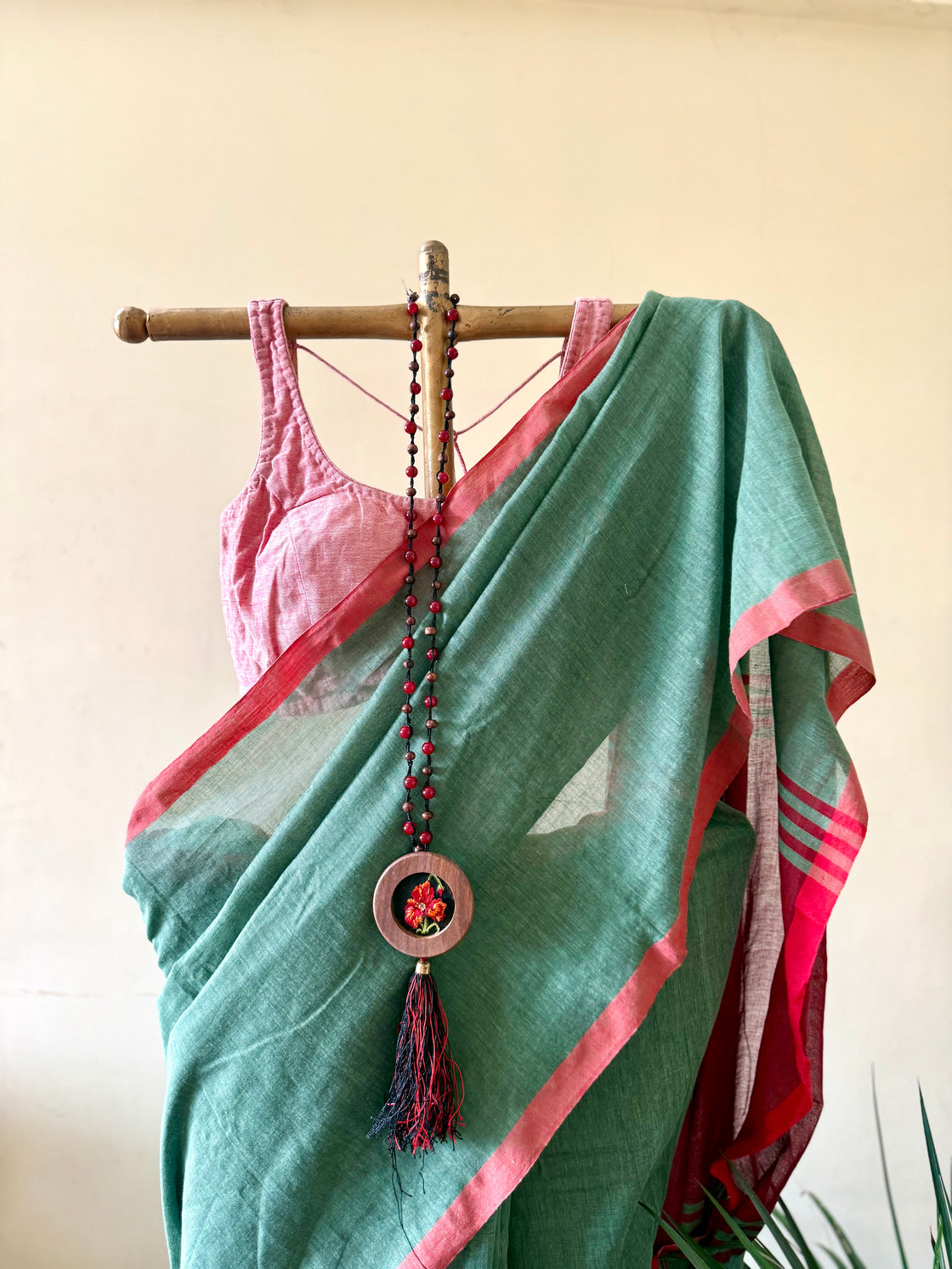Summer green cotton saree
