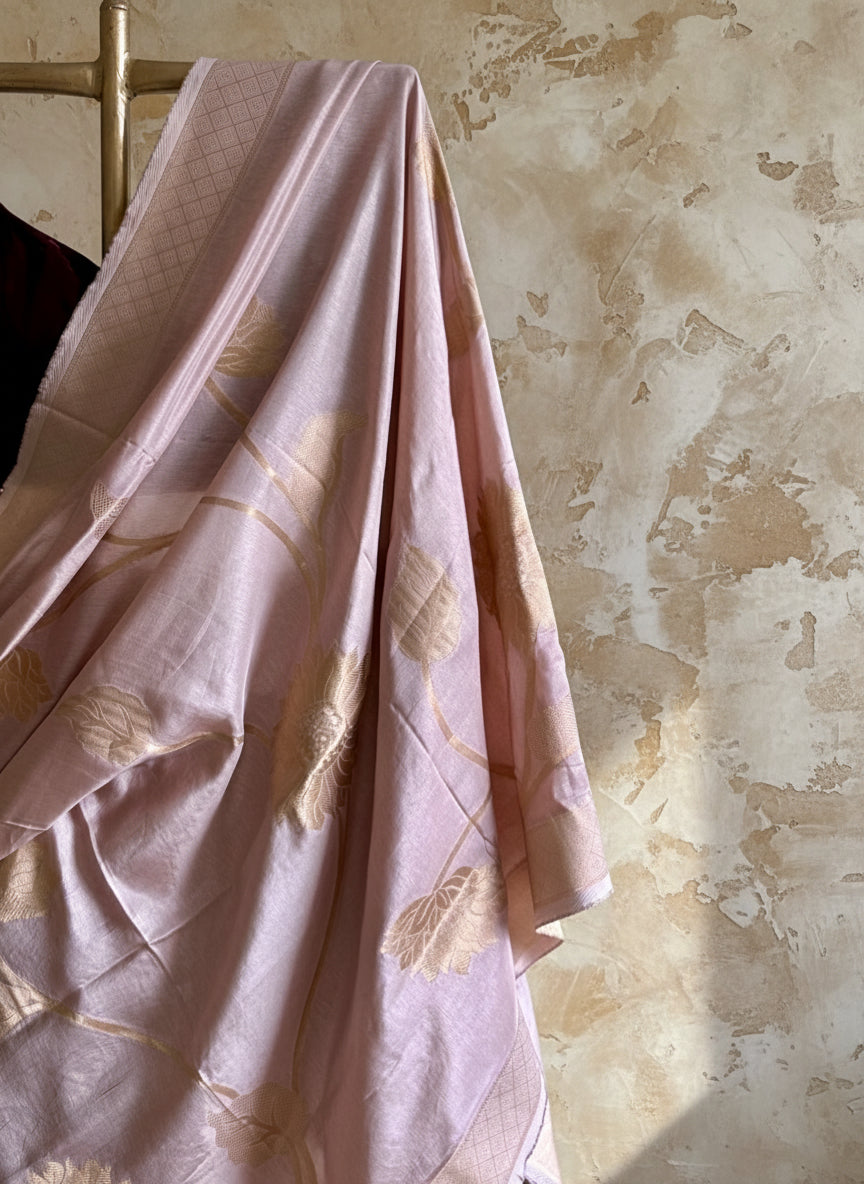Pink silk Banarasi saree