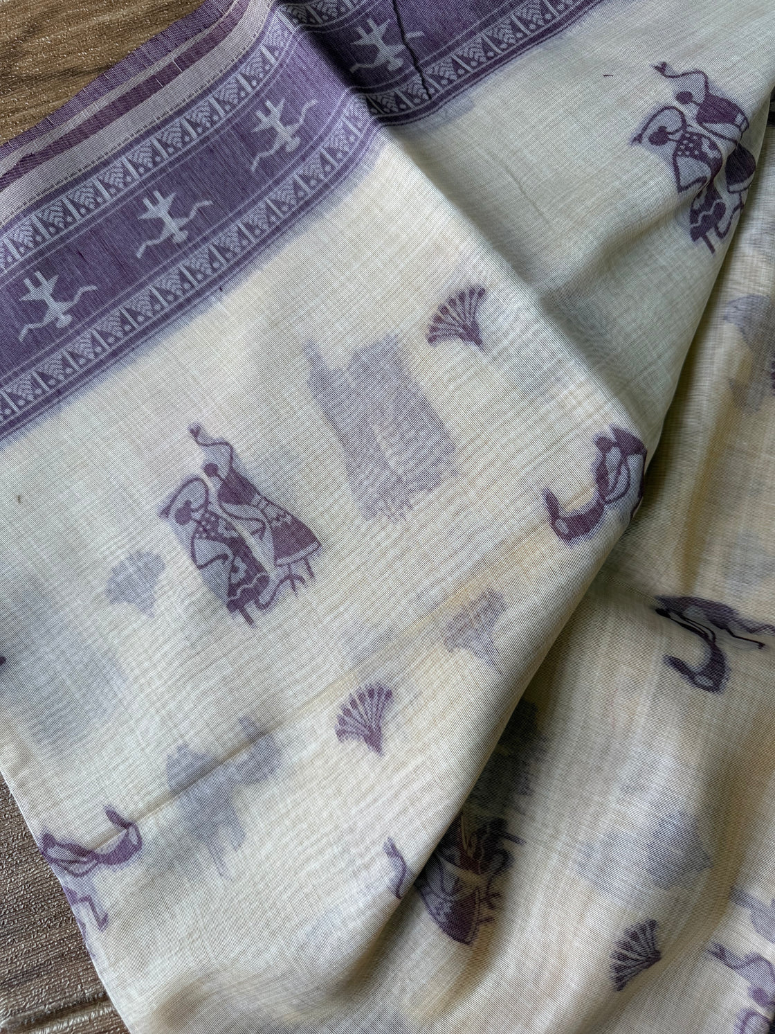 Purple varli chanderi cotton saree