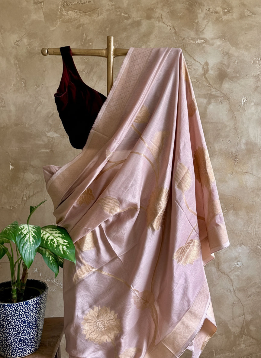Pink silk Banarasi saree