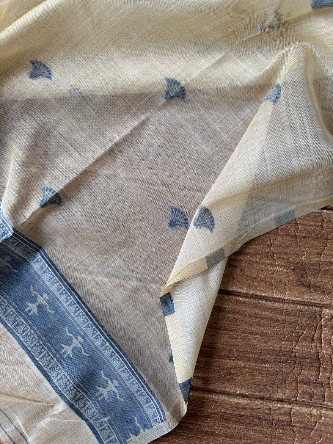 Blue varli chanderi cotton saree