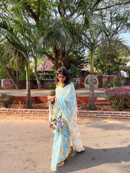 Summer lime cotton saree
