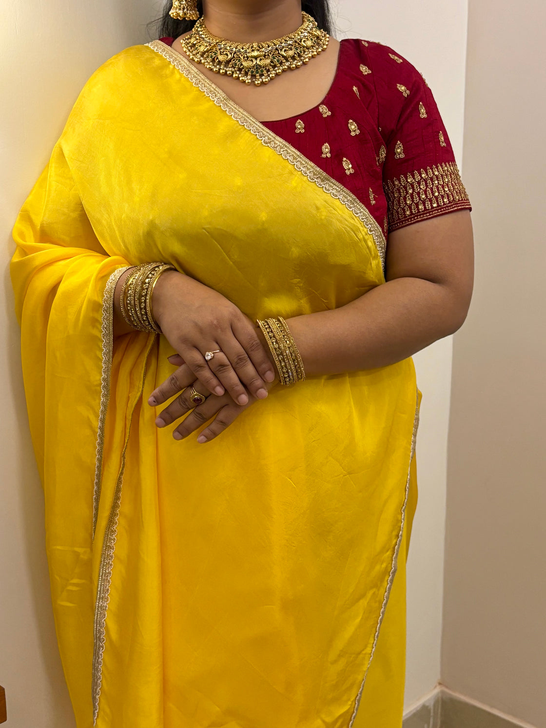 Yellow silk saree