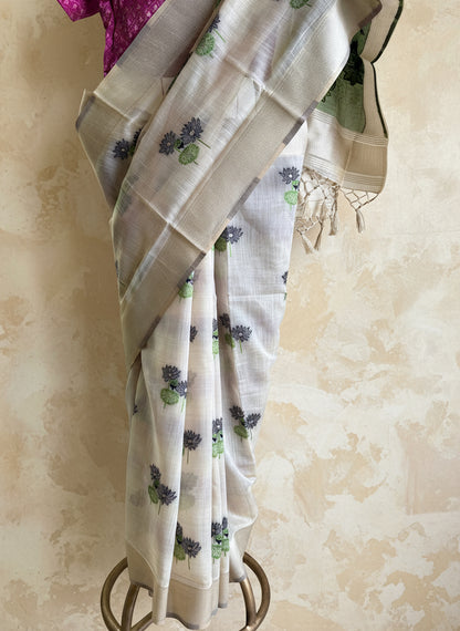 Black lotus chanderi cotton saree