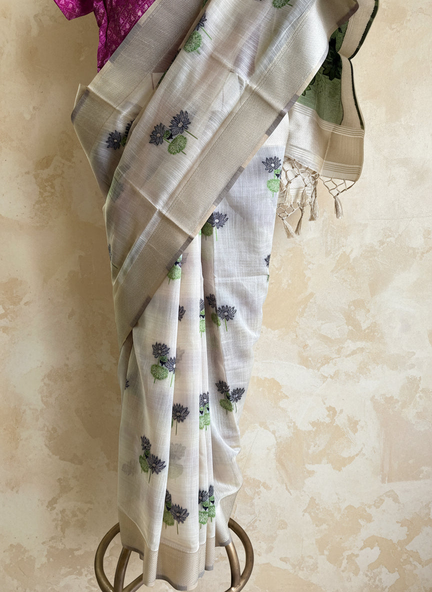 Black lotus chanderi cotton saree