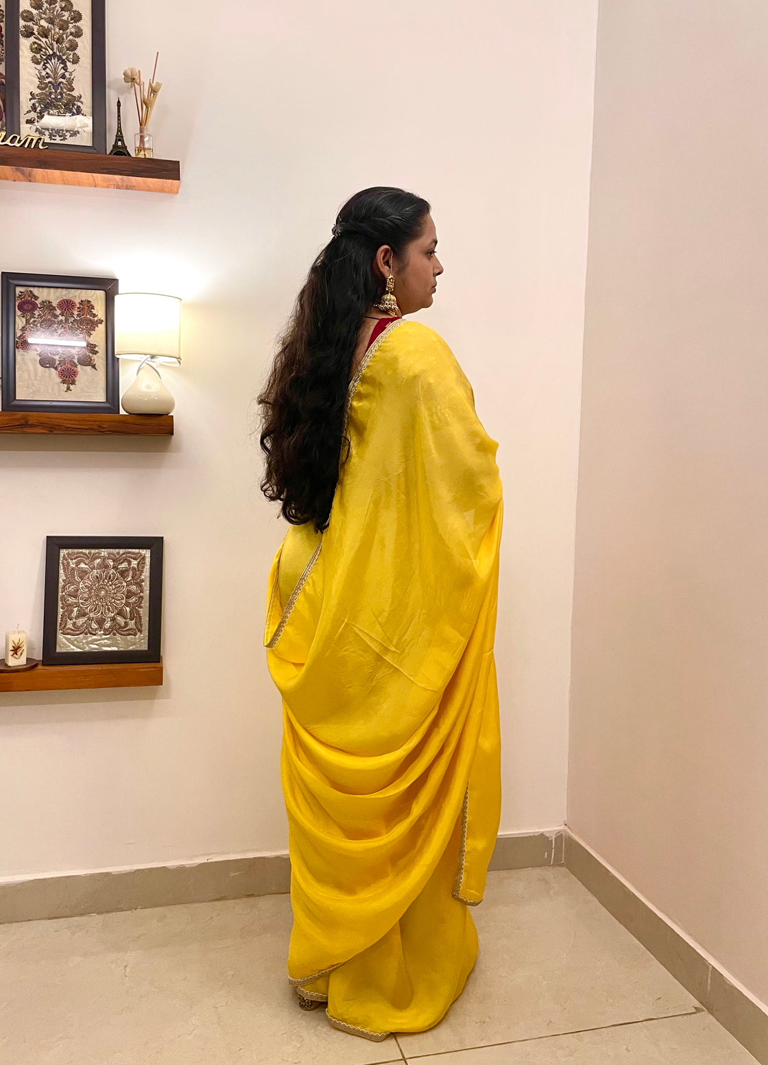 Yellow silk saree