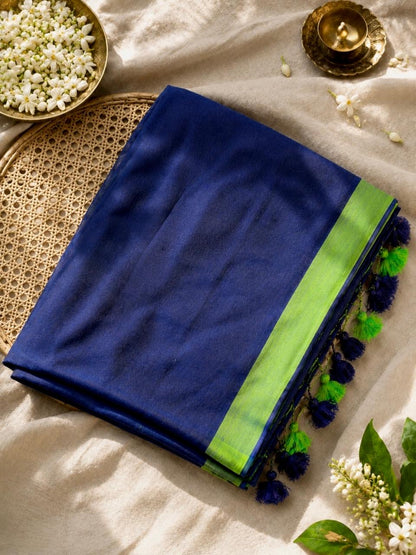 Blue green cotton saree