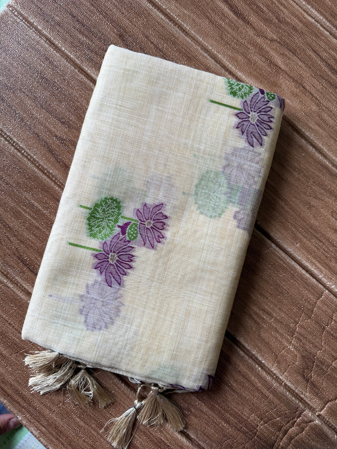 Purple lotus chanderi cotton saree