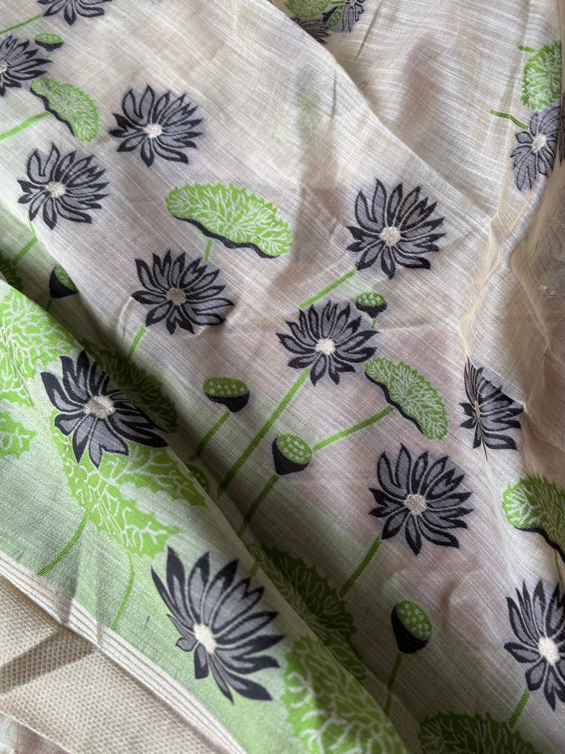 Black lotus chanderi cotton saree