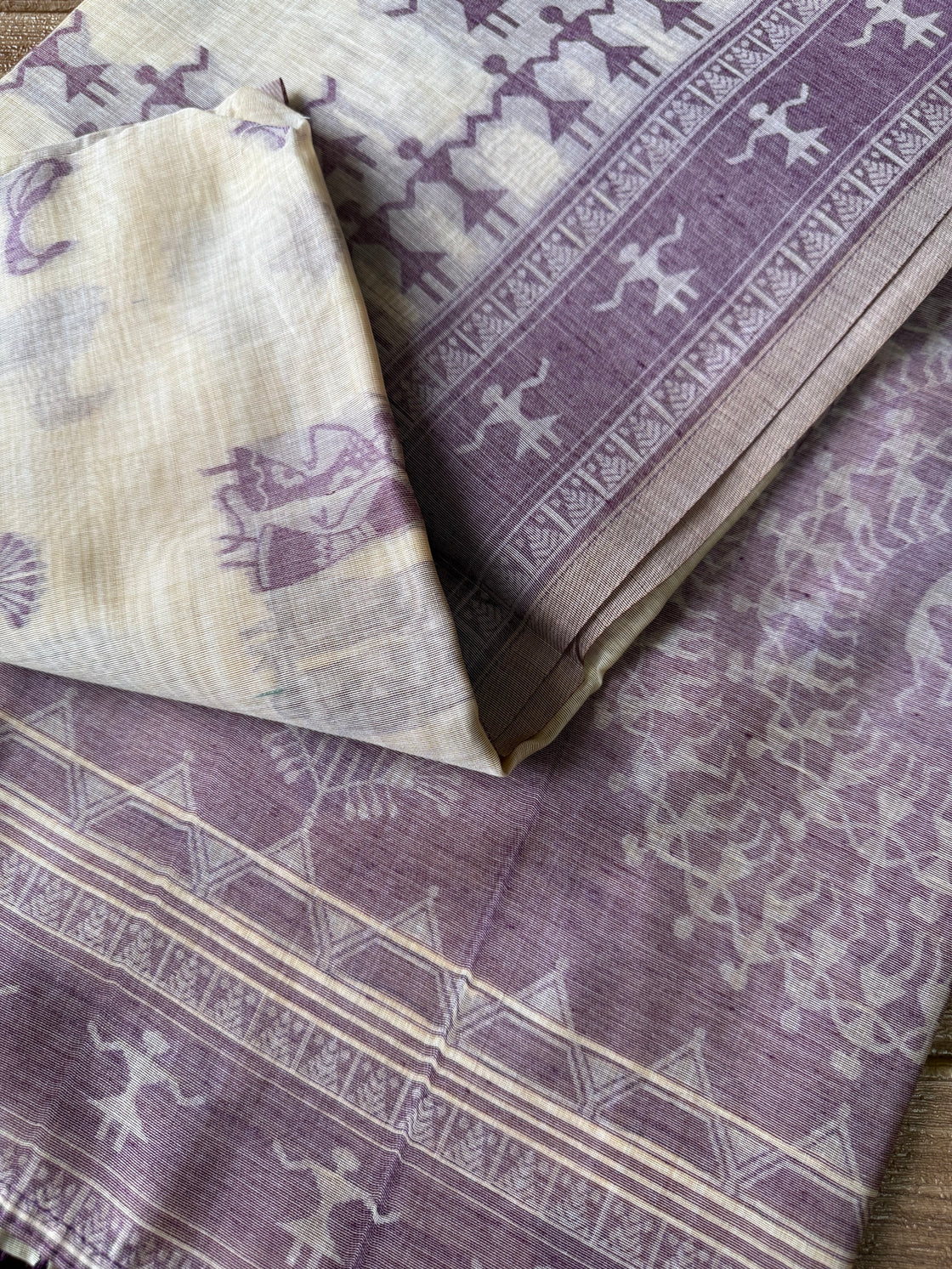 Purple varli chanderi cotton saree
