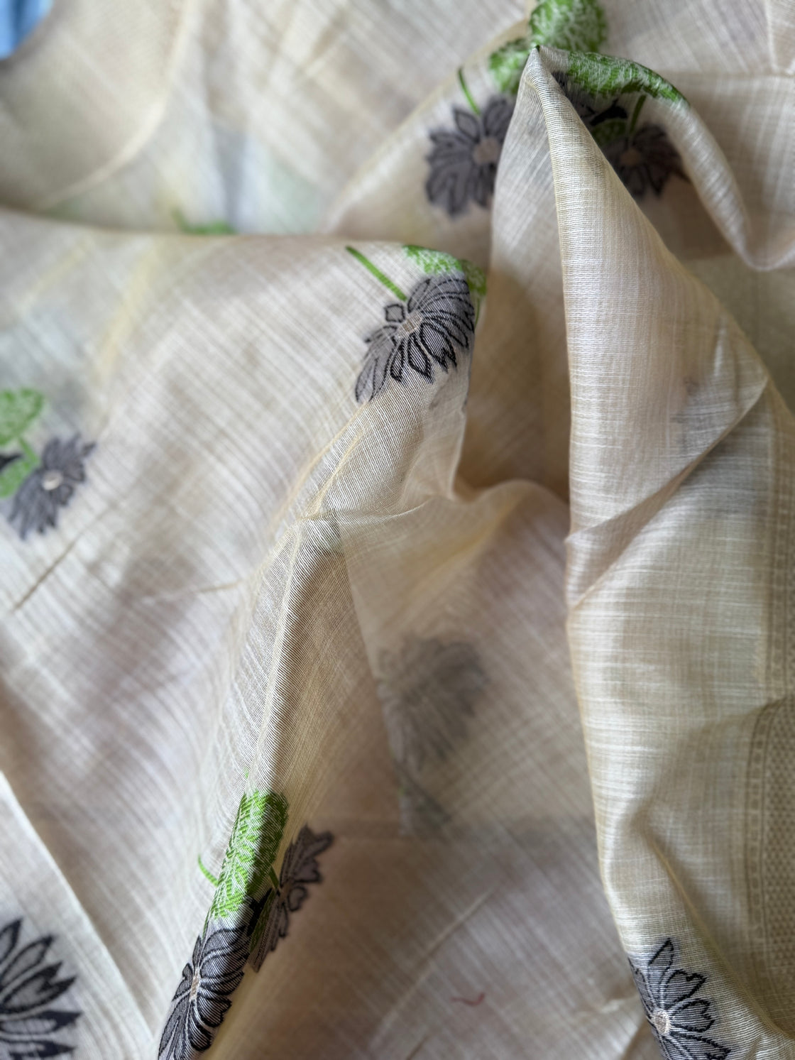 Black lotus chanderi cotton saree