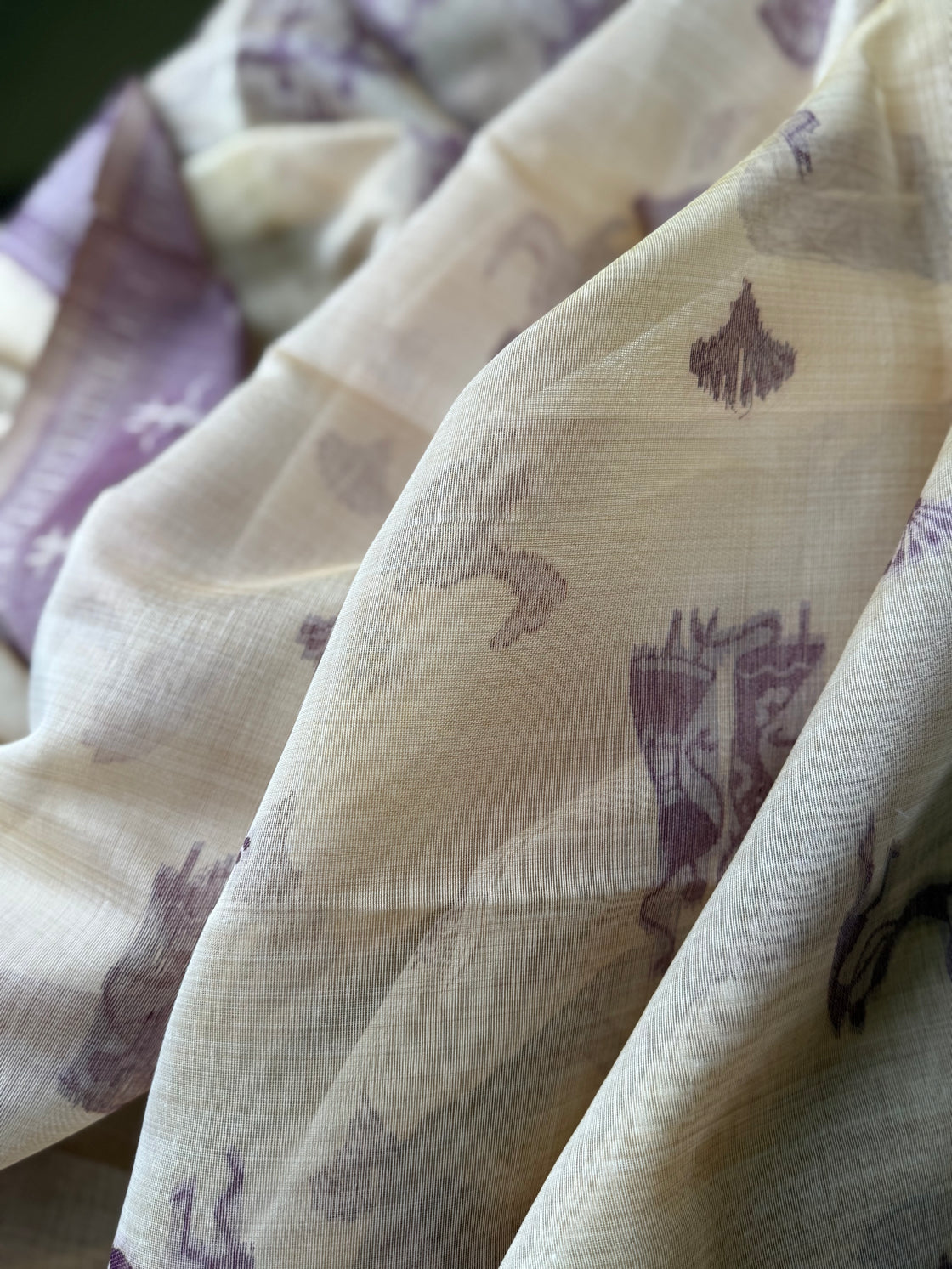 Purple varli chanderi cotton saree