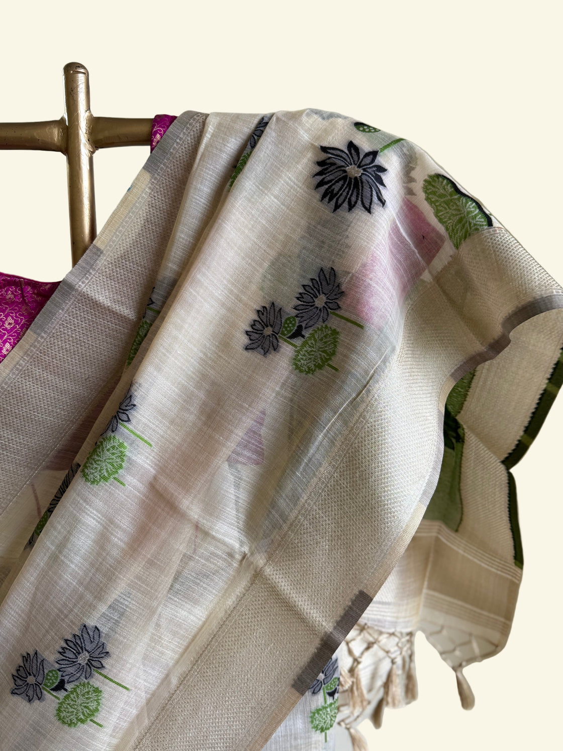 Black lotus chanderi cotton saree