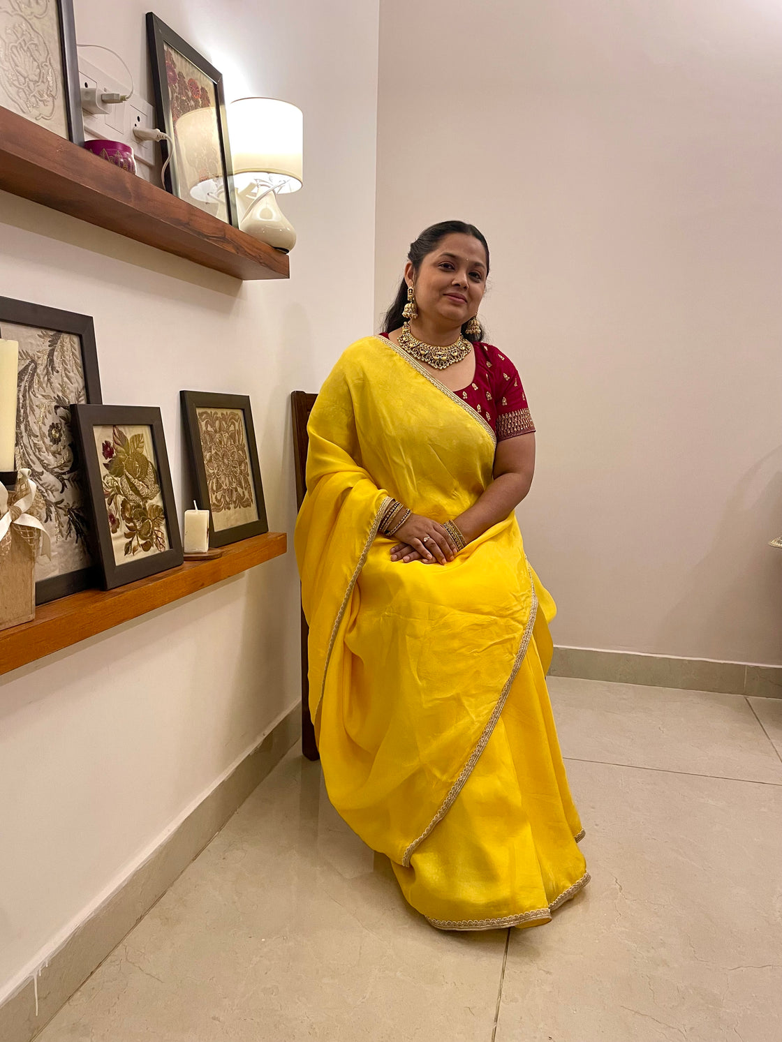 Yellow silk saree
